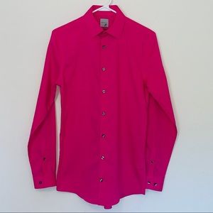 JF J.FERRAR MENS PINK BUTTONED DOWN DRESS SHIRT